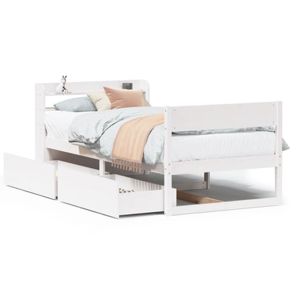 Bed Frame without Mattress White 75x190 cm Small Single Solid Wood Pine