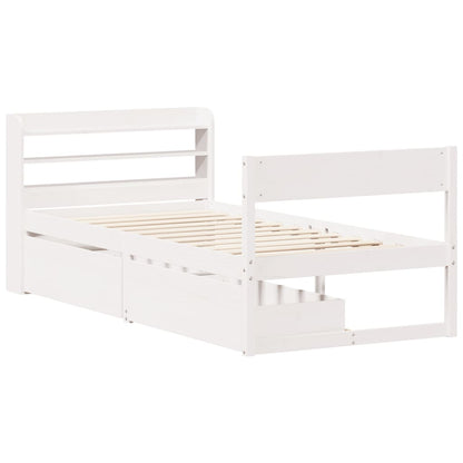 Bed Frame without Mattress White 75x190 cm Small Single Solid Wood Pine