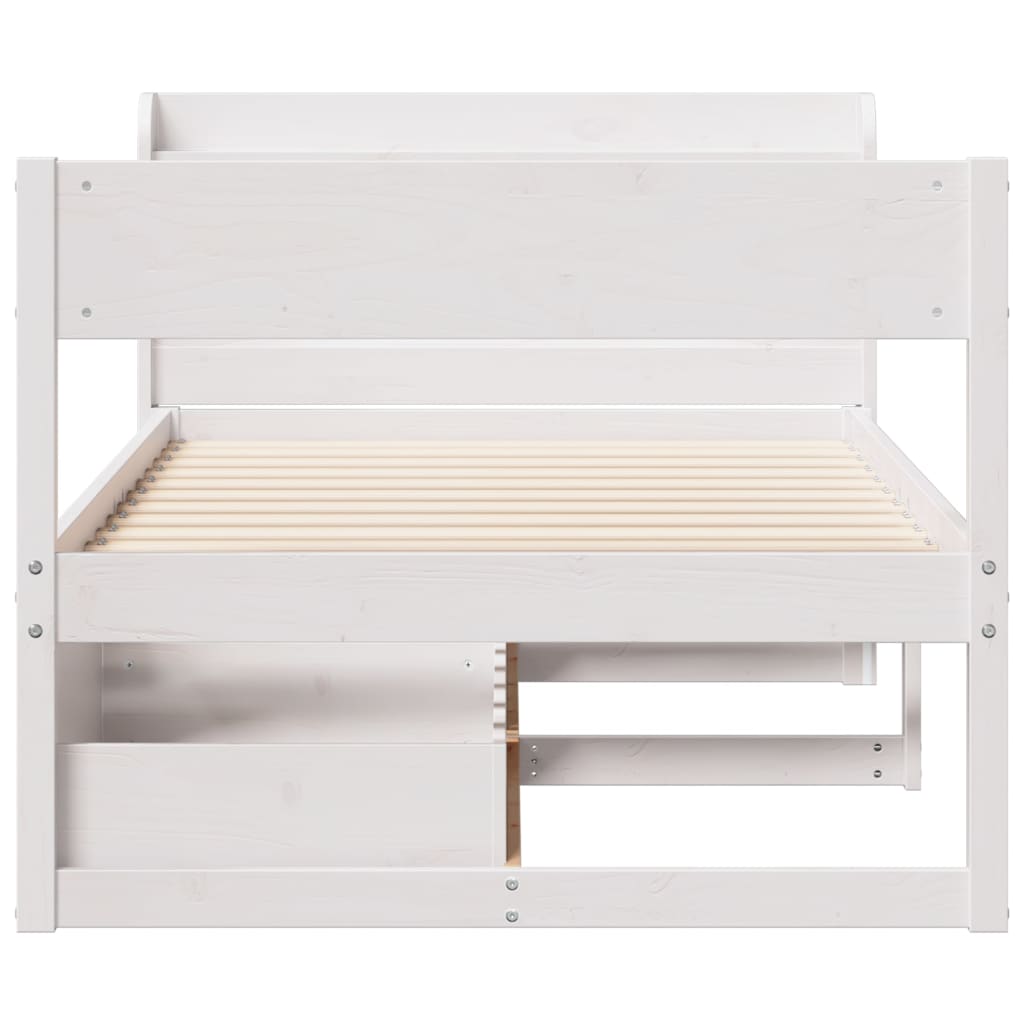 Bed Frame without Mattress White 75x190 cm Small Single Solid Wood Pine