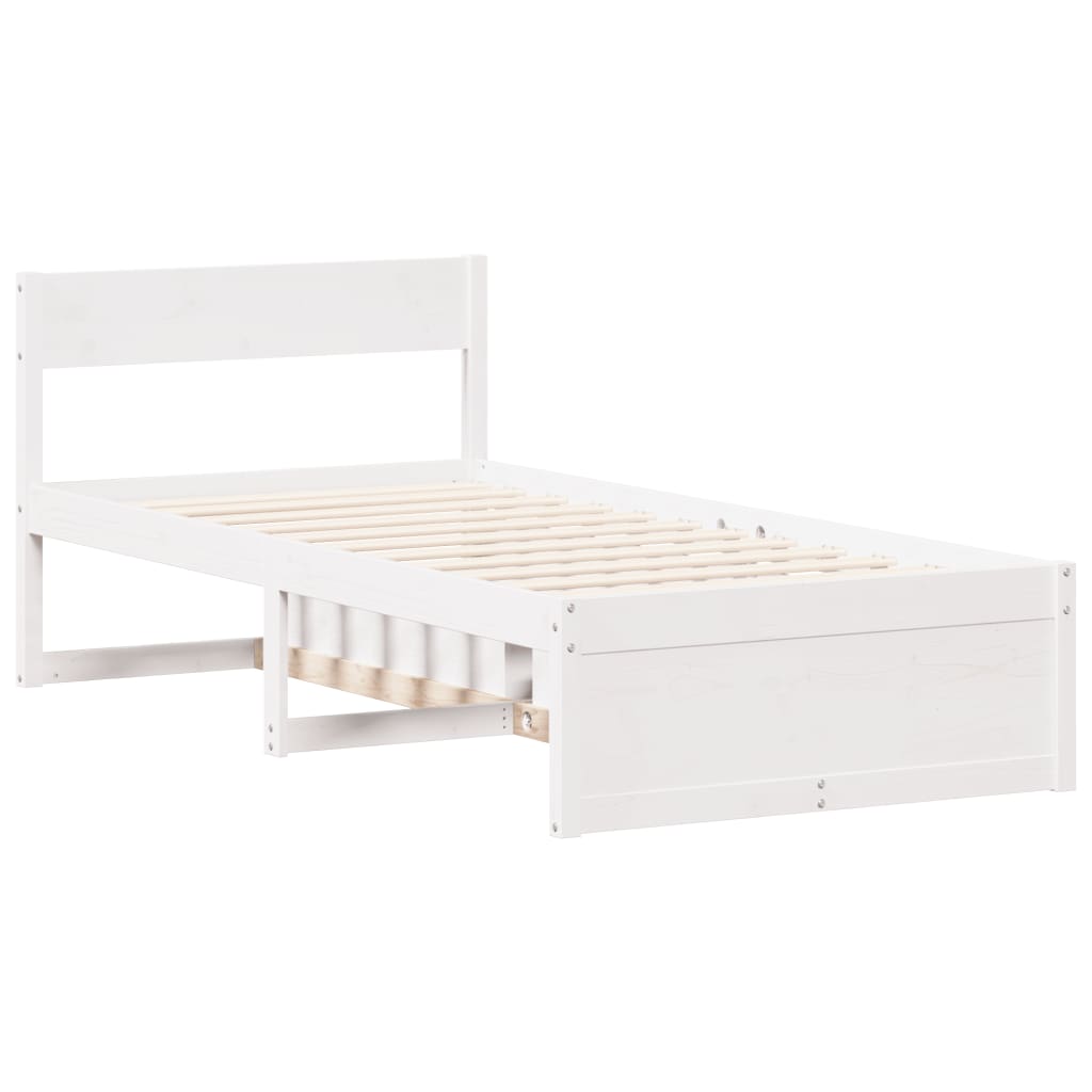 Bed Frame without Mattress White 75x190 cm Small Single Solid Wood Pine