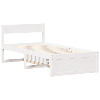 Bed Frame without Mattress White 75x190 cm Small Single Solid Wood Pine