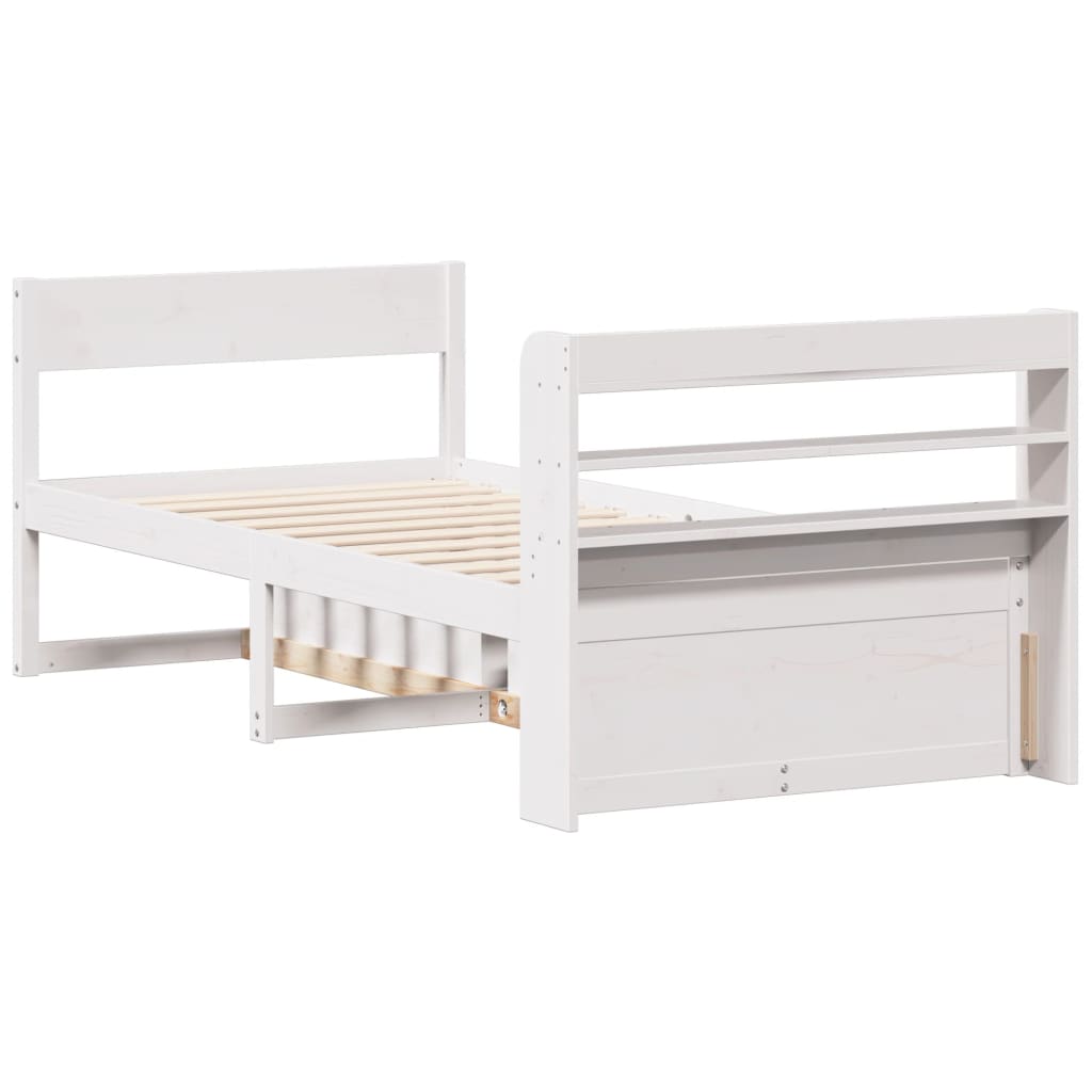 Bed Frame without Mattress White 75x190 cm Small Single Solid Wood Pine