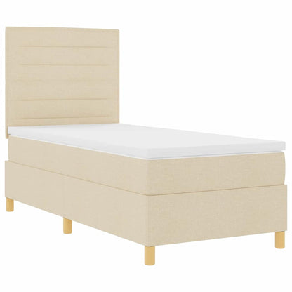 Box Spring Bed with Headboard Cream 100 x 200 cm Fabric