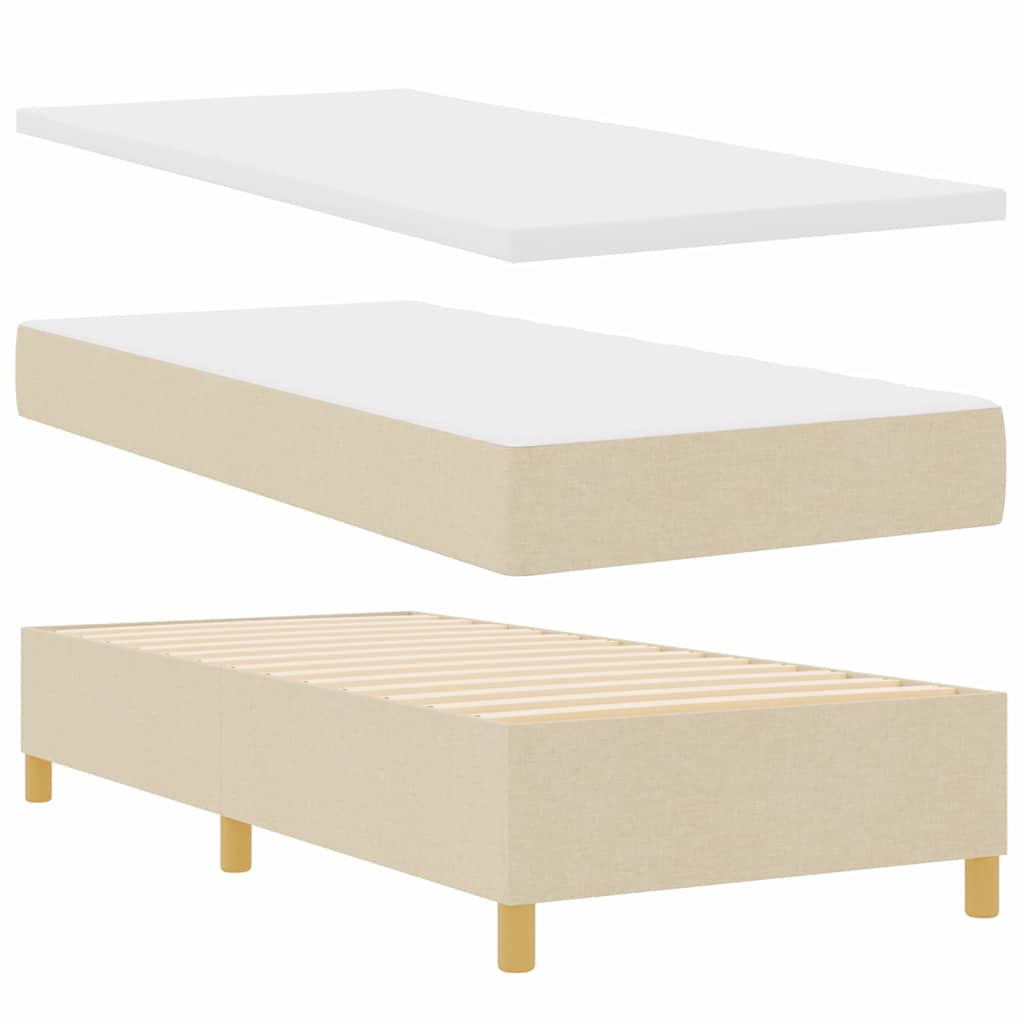 Box Spring Bed with Headboard Cream 100 x 200 cm Fabric