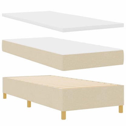 Box Spring Bed with Headboard Cream 100 x 200 cm Fabric