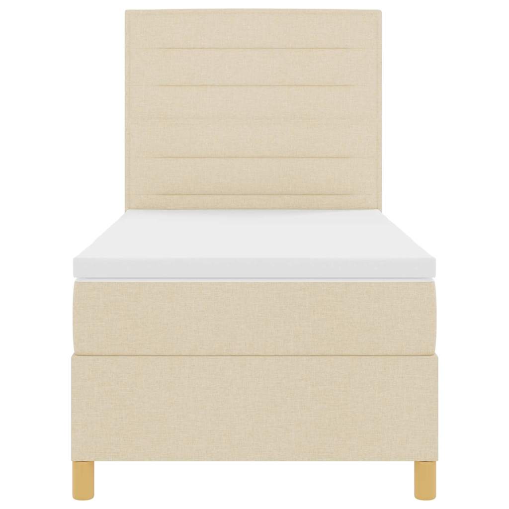 Box Spring Bed with Headboard Cream 100 x 200 cm Fabric
