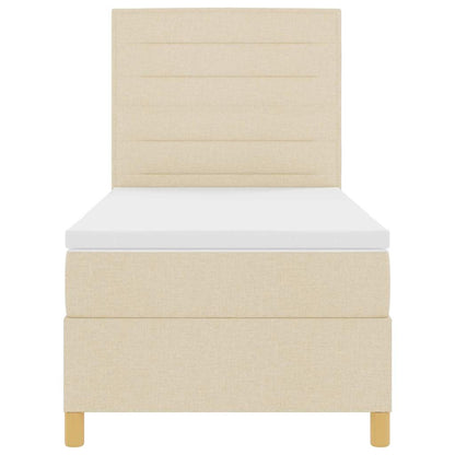Box Spring Bed with Headboard Cream 100 x 200 cm Fabric