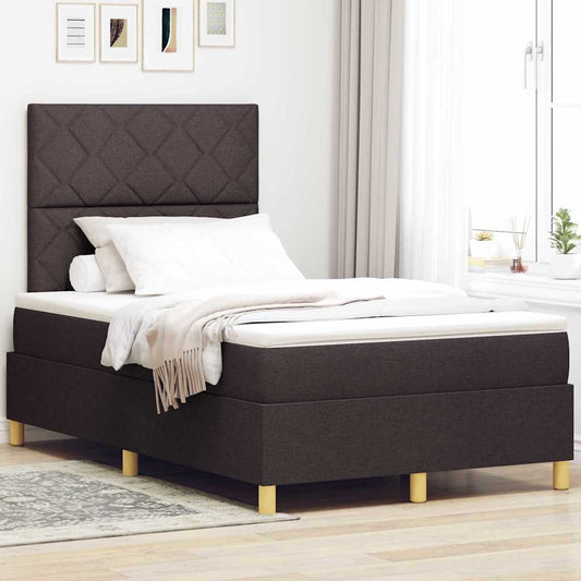 Box Spring Bed with Headboard Dark brown 120 x 190 cm Fabric