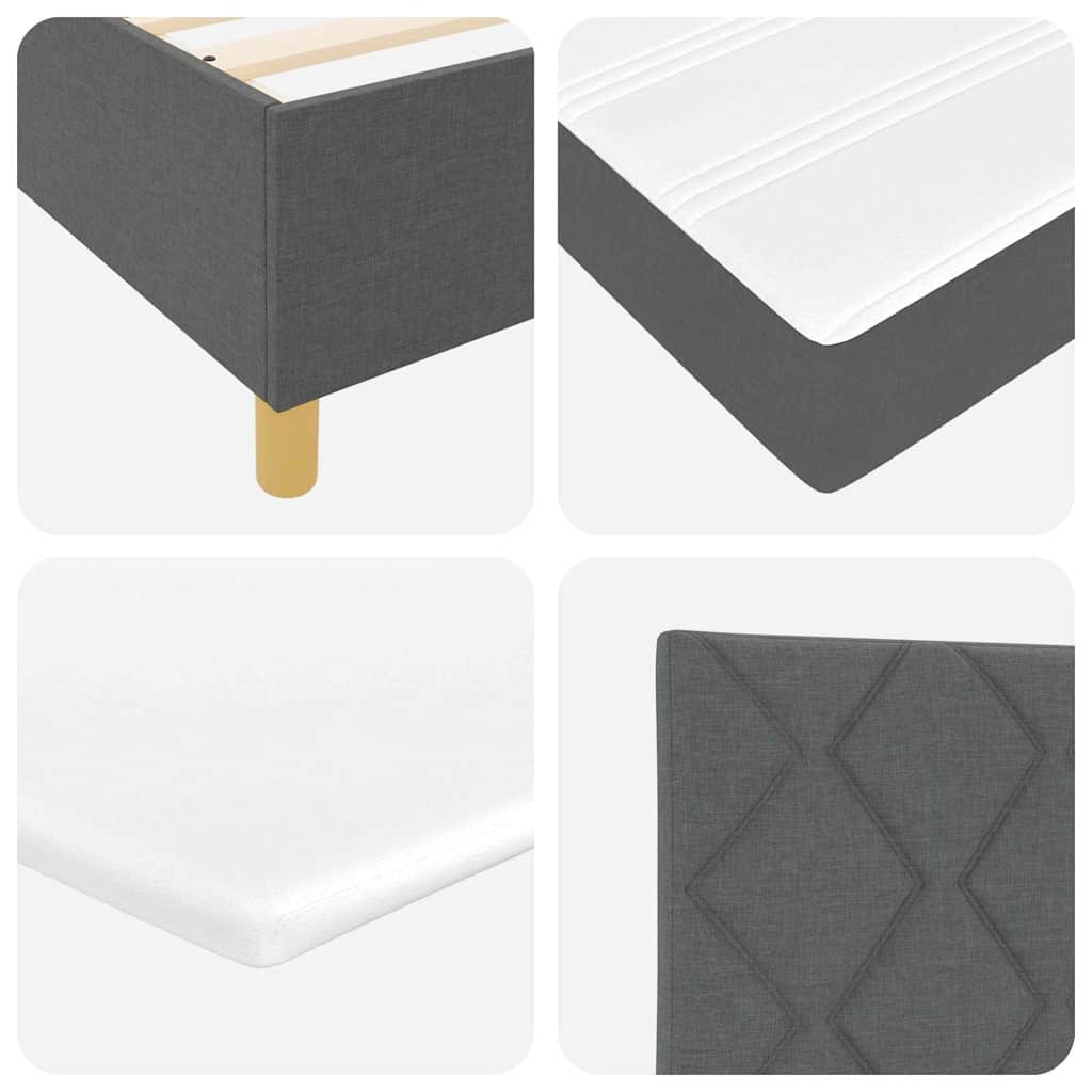 Box Spring Bed with Headboard Dark grey 120 x 200 cm Fabric