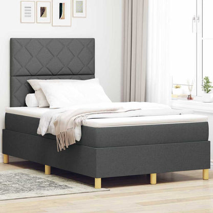 Box Spring Bed with Headboard Dark grey 120 x 200 cm Fabric