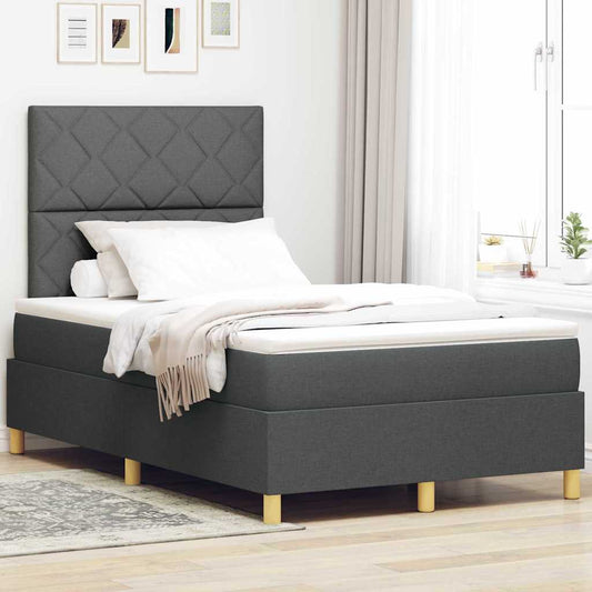 Box Spring Bed with Headboard Dark grey 120 x 200 cm Fabric