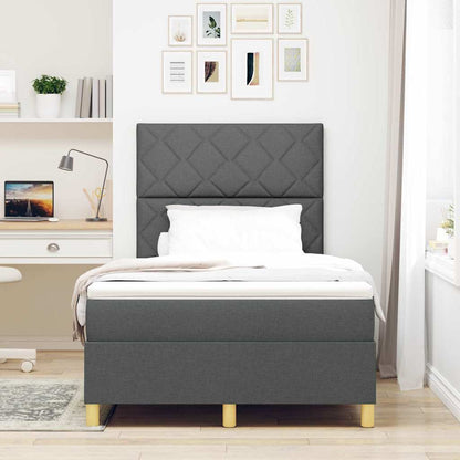 Box Spring Bed with Headboard Dark grey 120 x 200 cm Fabric