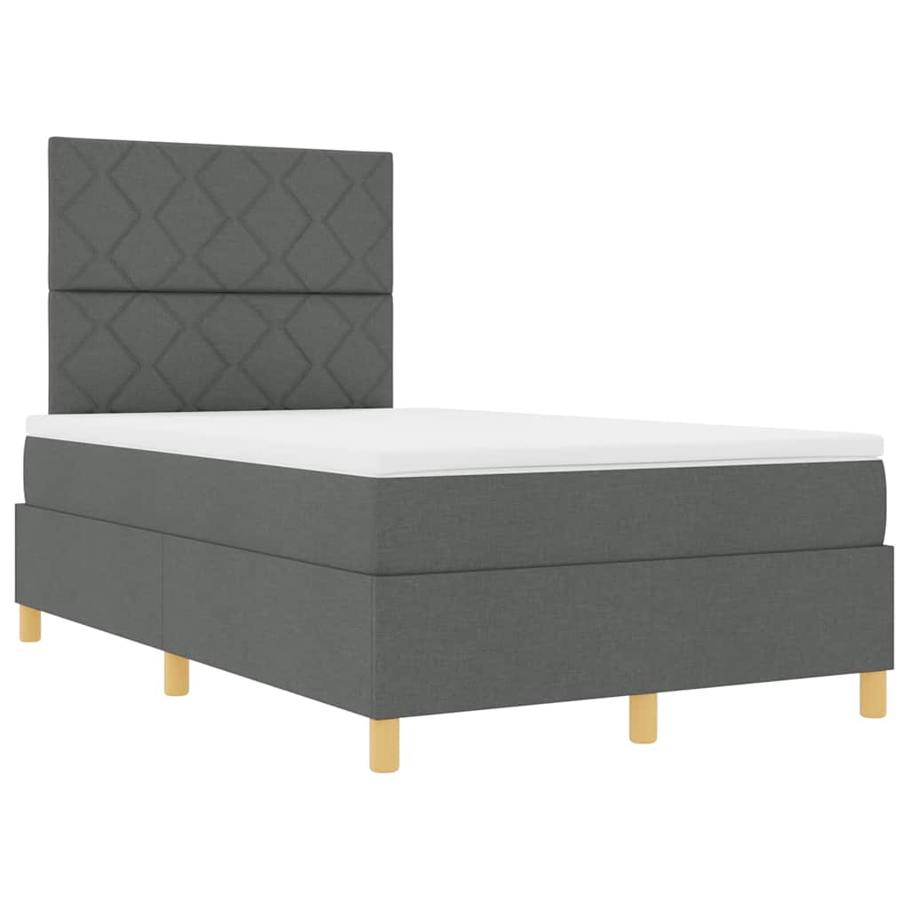 Box Spring Bed with Headboard Dark grey 120 x 200 cm Fabric