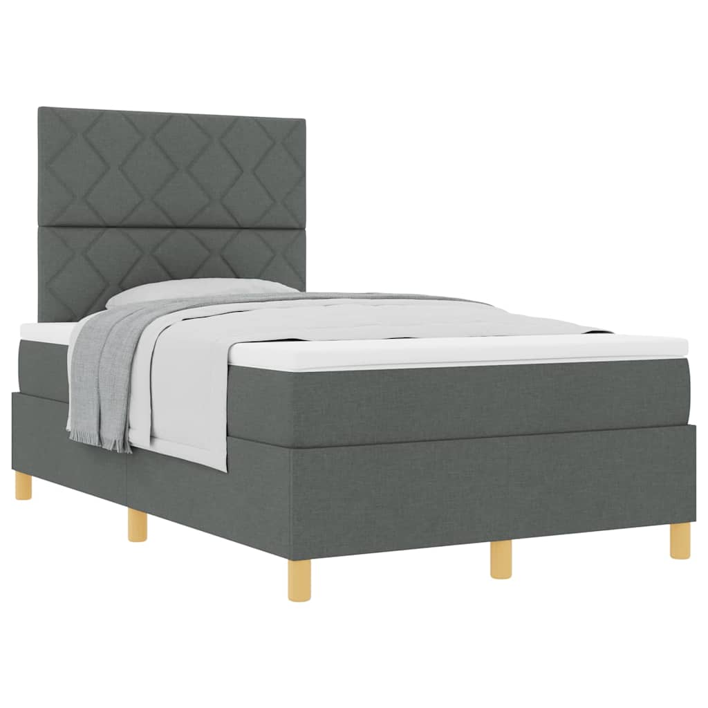 Box Spring Bed with Headboard Dark grey 120 x 200 cm Fabric