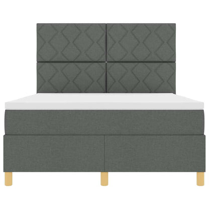 Box Spring Bed with Headboard Dark grey 140 x 190 cm Fabric