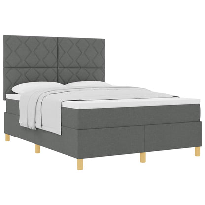 Box Spring Bed with Headboard Dark grey 140 x 190 cm Fabric