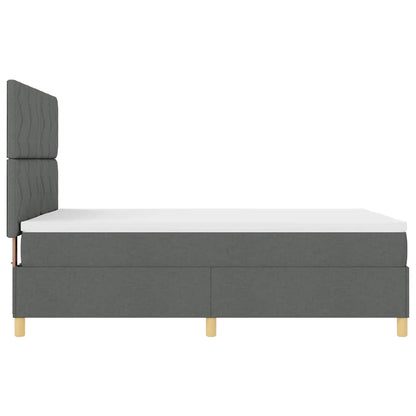 Box Spring Bed with Headboard Dark grey 140 x 190 cm Fabric