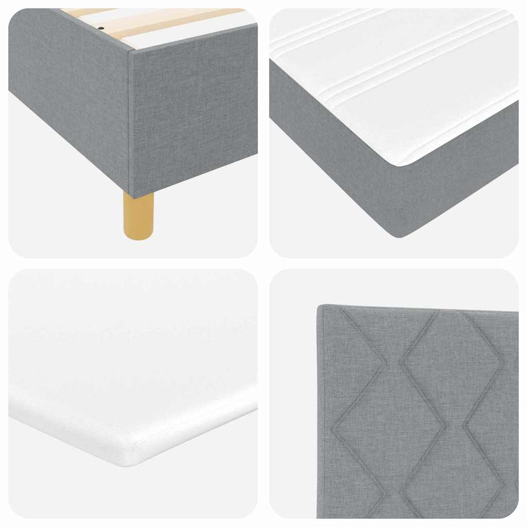 Box Spring Bed with Headboard Light grey 140 x 200 cm Fabric