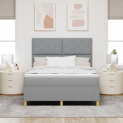 Box Spring Bed with Headboard Light grey 140 x 200 cm Fabric