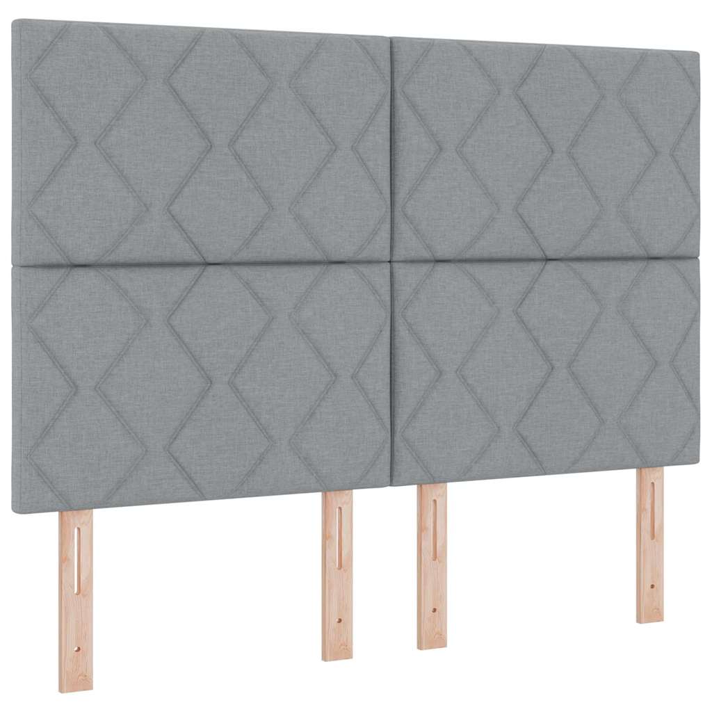 Box Spring Bed with Headboard Light grey 140 x 200 cm Fabric