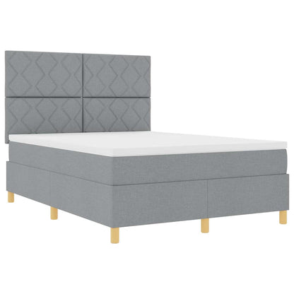 Box Spring Bed with Headboard Light grey 140 x 200 cm Fabric