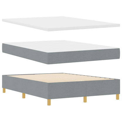 Box Spring Bed with Headboard Light grey 140 x 200 cm Fabric