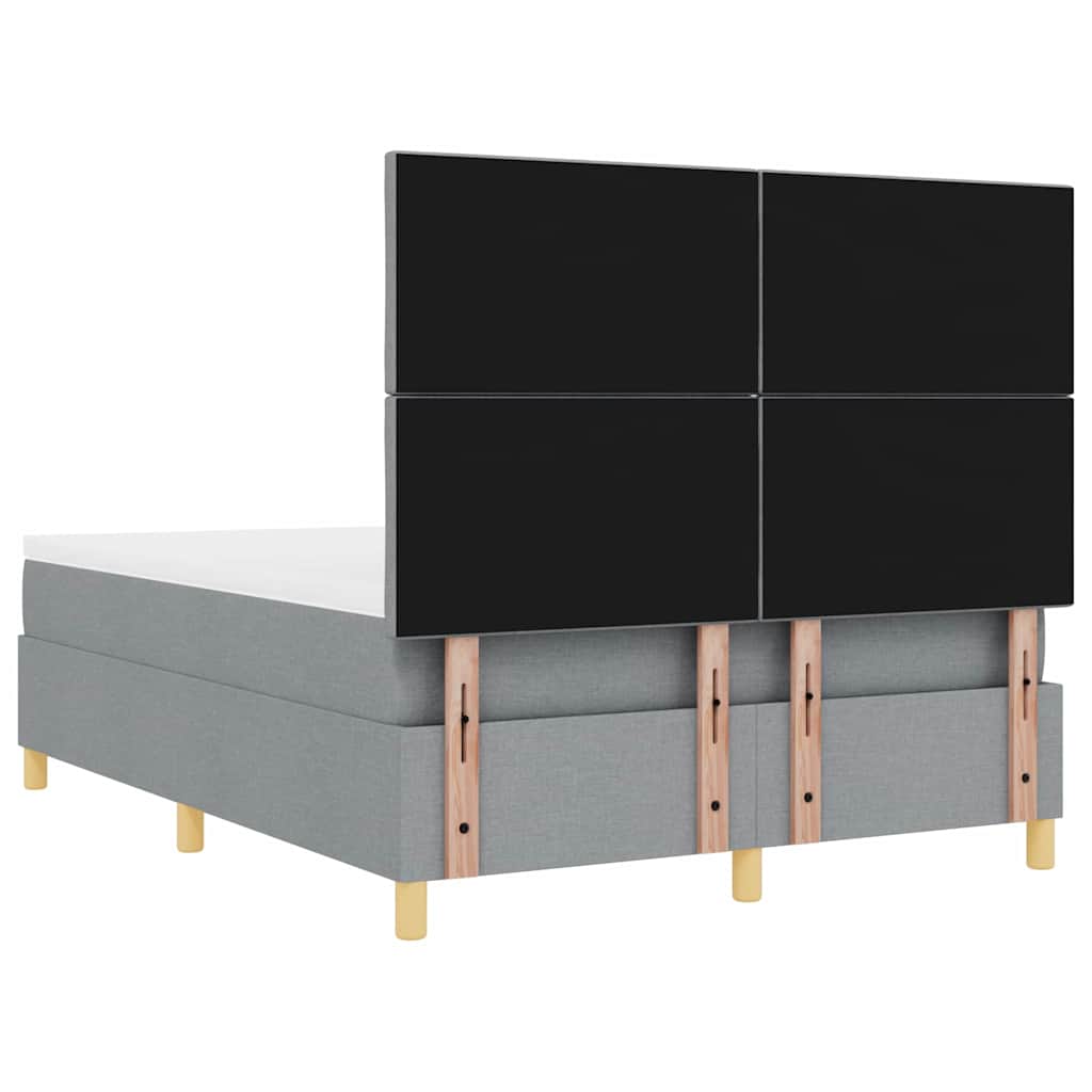Box Spring Bed with Headboard Light grey 140 x 200 cm Fabric