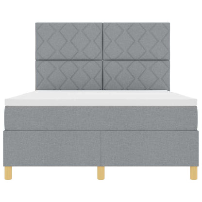 Box Spring Bed with Headboard Light grey 140 x 200 cm Fabric