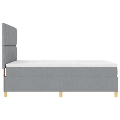 Box Spring Bed with Headboard Light grey 140 x 200 cm Fabric