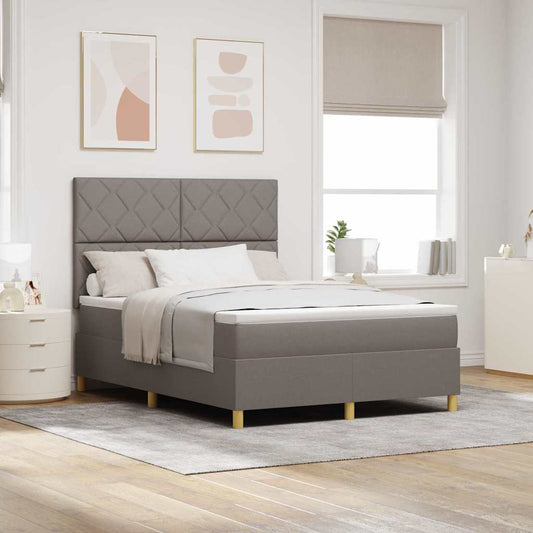 Box Spring Bed with Headboard Taupe 140 x 200 cm Fabric