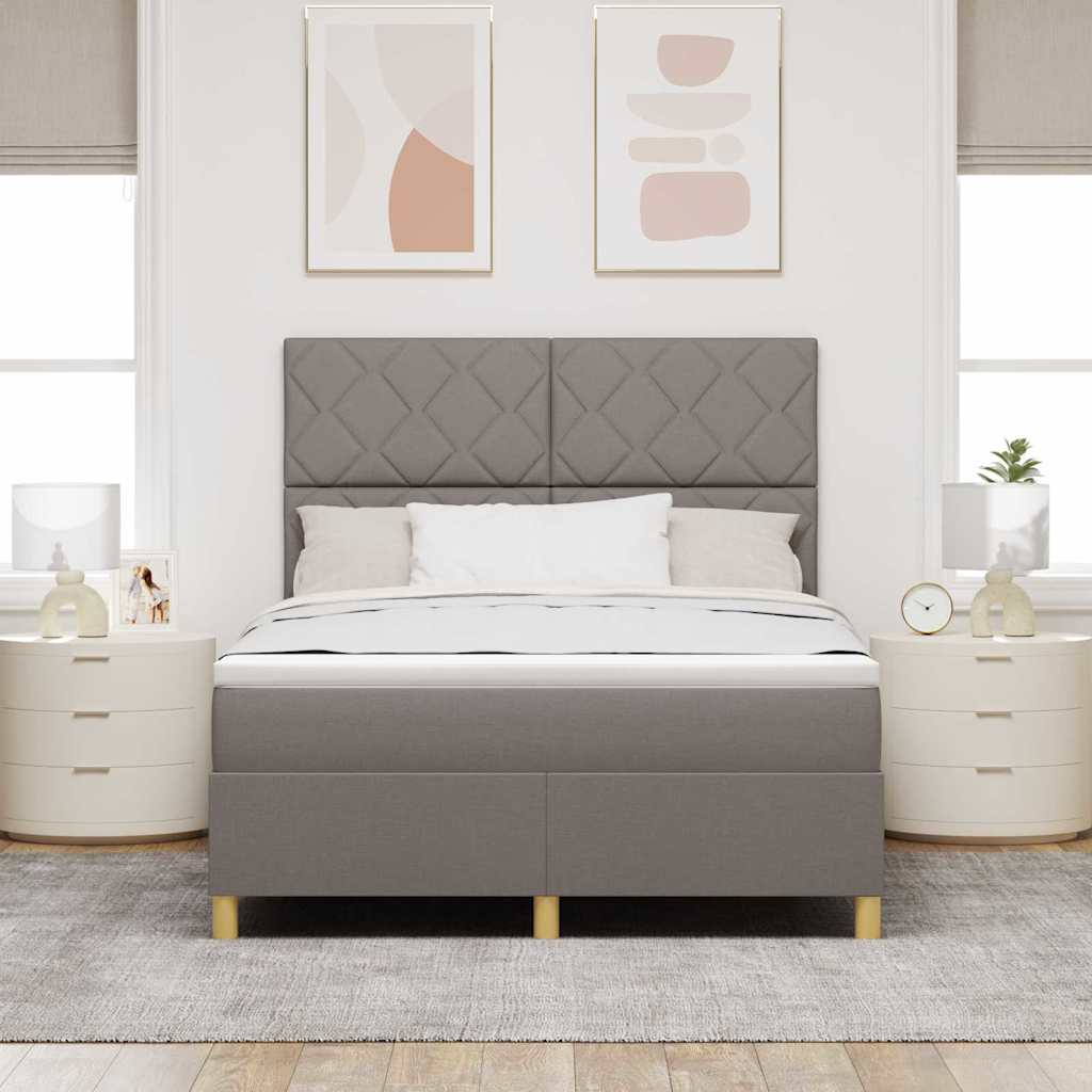 Box Spring Bed with Headboard Taupe 140 x 200 cm Fabric