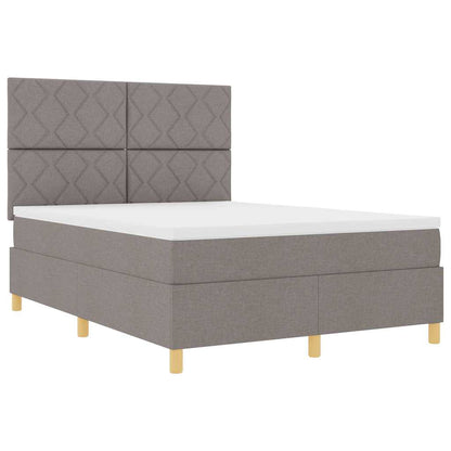 Box Spring Bed with Headboard Taupe 140 x 200 cm Fabric