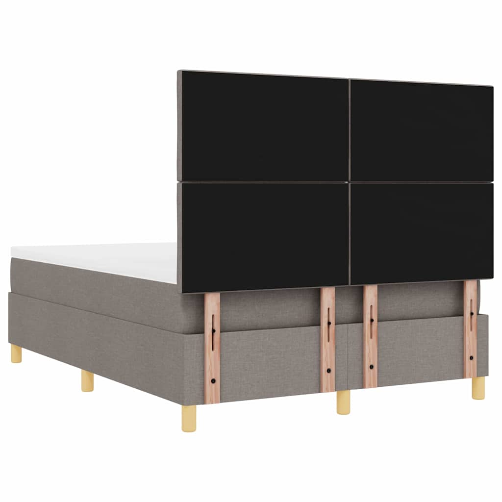 Box Spring Bed with Headboard Taupe 140 x 200 cm Fabric