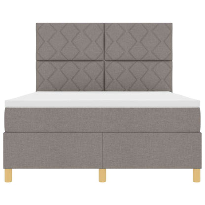 Box Spring Bed with Headboard Taupe 140 x 200 cm Fabric