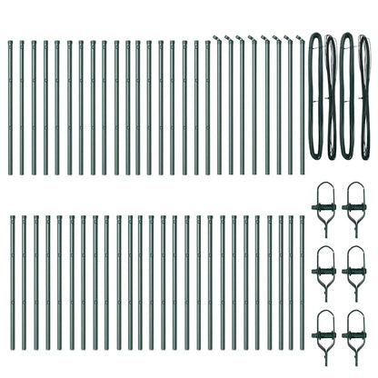 Fence Post 52 pcs Green 3.2 x 3.2 x 100 cm Steel
