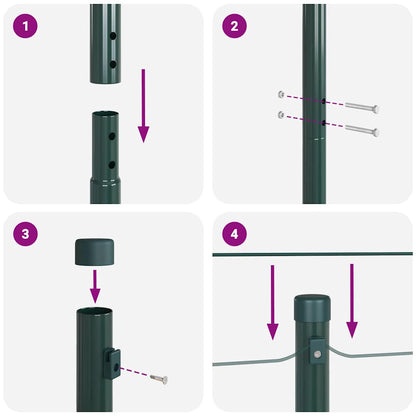 Fence Post Other 26 pcs Green 3.2 x 3.2 x 210 cm Steel