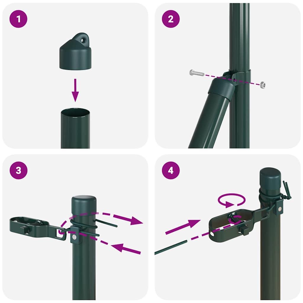 Fence Post Other 26 pcs Green 3.2 x 3.2 x 210 cm Steel