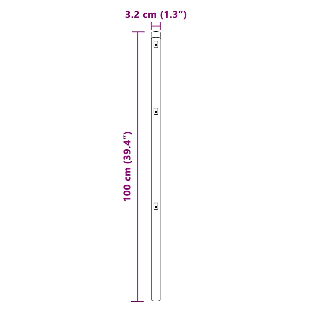 Fence Post Other 26 pcs Grey 3.2 x 3.2 x 100 cm Steel
