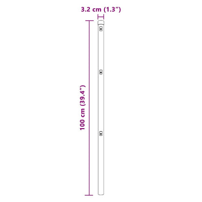 Fence Post Other 26 pcs Grey 3.2 x 3.2 x 100 cm Steel