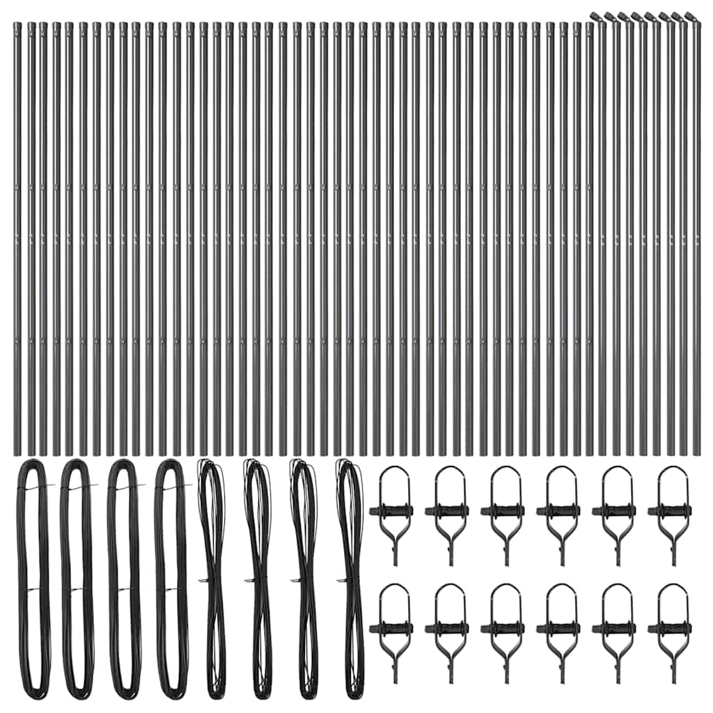 Fence Post Other 52 pcs Grey 3.2 x 3.2 x 150 cm Steel