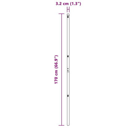 Fence Post Other 52 pcs Grey 3.2 x 3.2 x 170 cm Steel