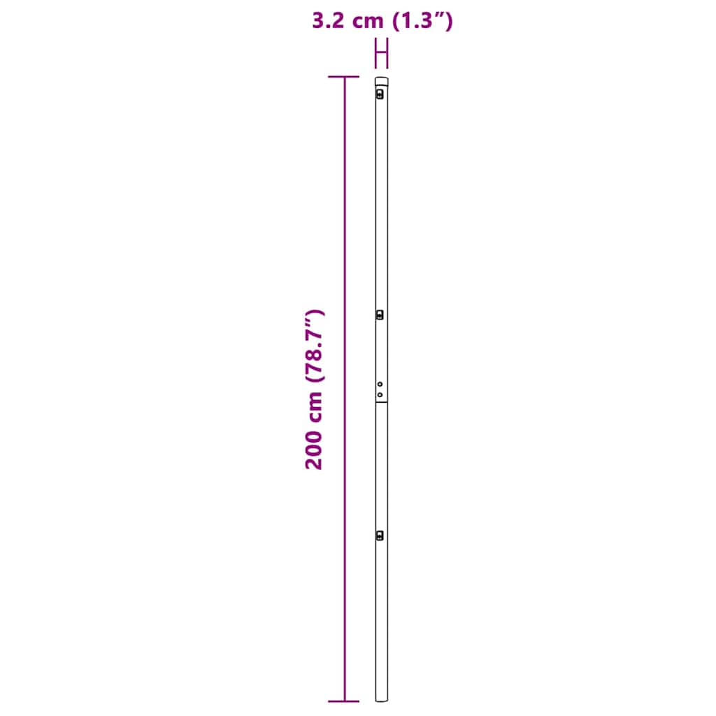Fence Post Other 52 pcs Grey 3.2 x 3.2 x 200 cm Steel
