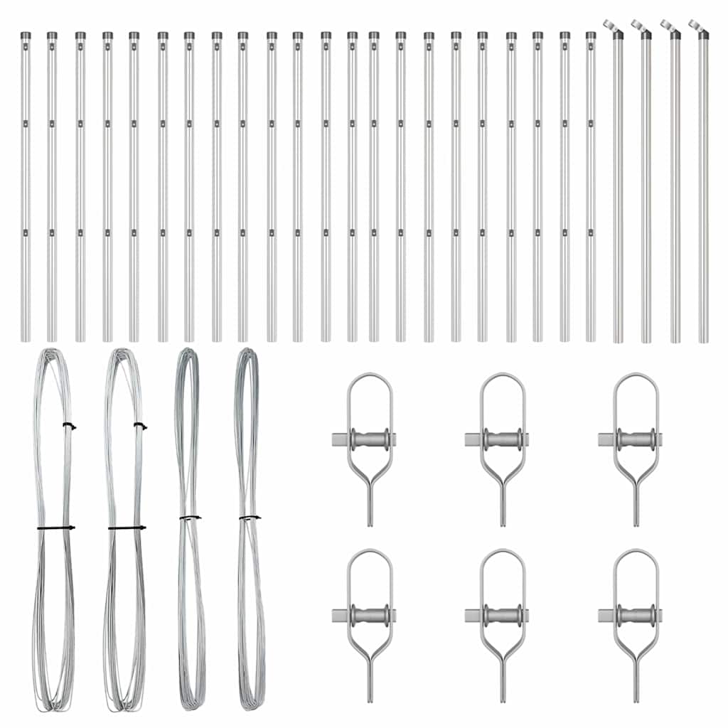 Fence Post Other 26 pcs Silver 3.2 x 3.2 x 80 cm Steel