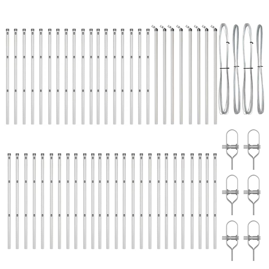 Fence Post Other 52 pcs Silver 3.2 x 3.2 x 100 cm Steel