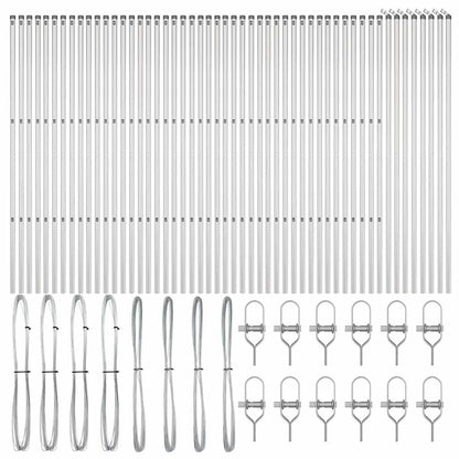 Fence Post Other 52 pcs Silver 3.2 x 3.2 x 170 cm Steel