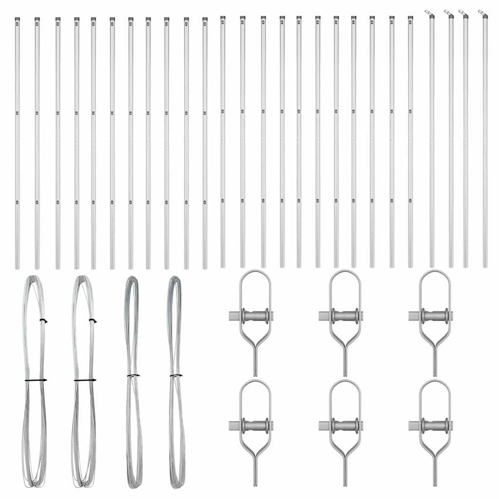 Fence Post Other 26 pcs Silver 3.2 x 3.2 x 190 cm Steel