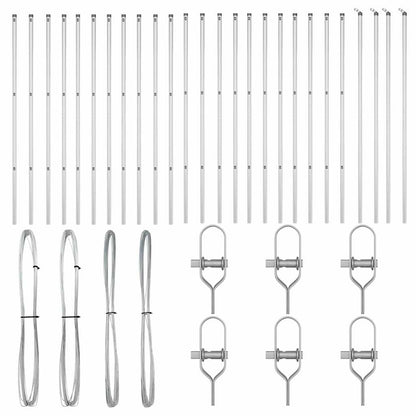 Fence Post Other 26 pcs Silver 3.2 x 3.2 x 190 cm Steel