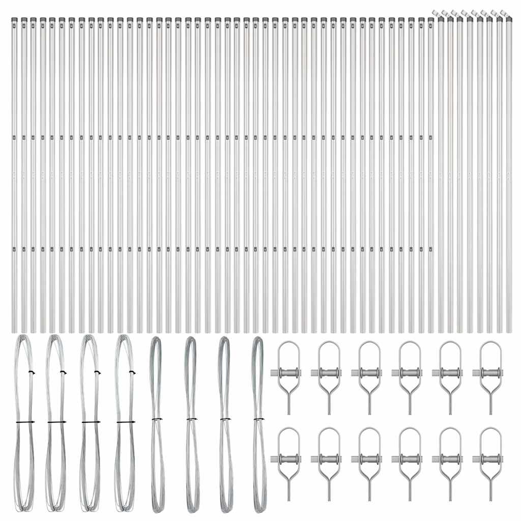 Fence Post Other 52 pcs Silver 3.2 x 3.2 x 210 cm Steel