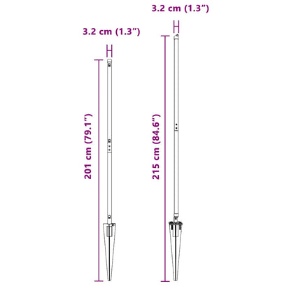 Fence Post Other 26 pcs Silver 3.2 x 3.2 x 170 cm Steel