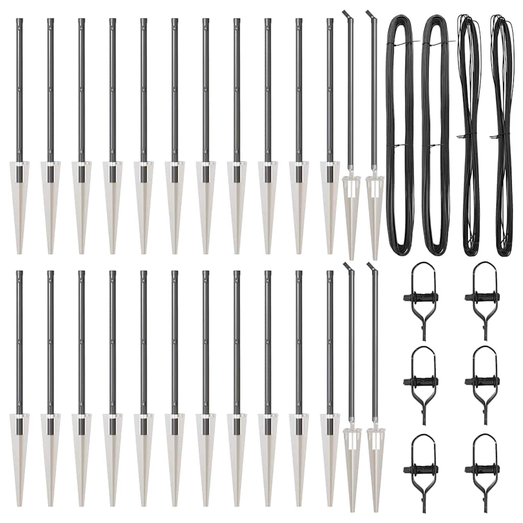 Fence Post Other 26 pcs Silver 3.2 x 3.2 x 60 cm Steel